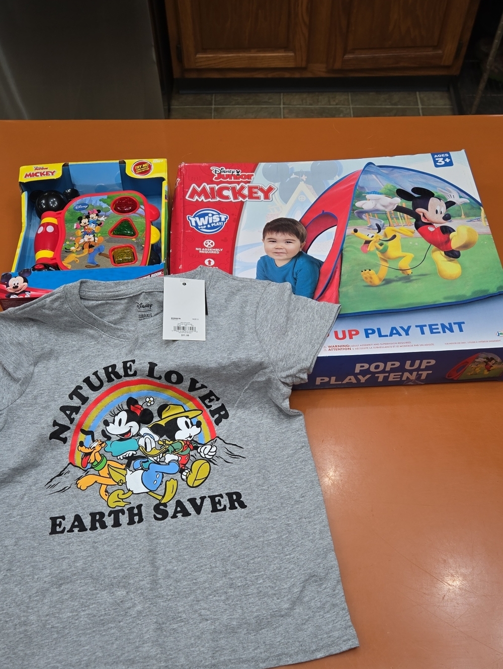 Mickey Kids Pop-Up Play Tent, Electronic Learning Book & Gray Mickey T-Shirt